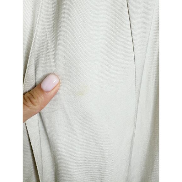 Eileen Fisher Cream Light Gray Trench Coat Jacket Shawl Collar Tie Waisted XS - Picture 6 of 7